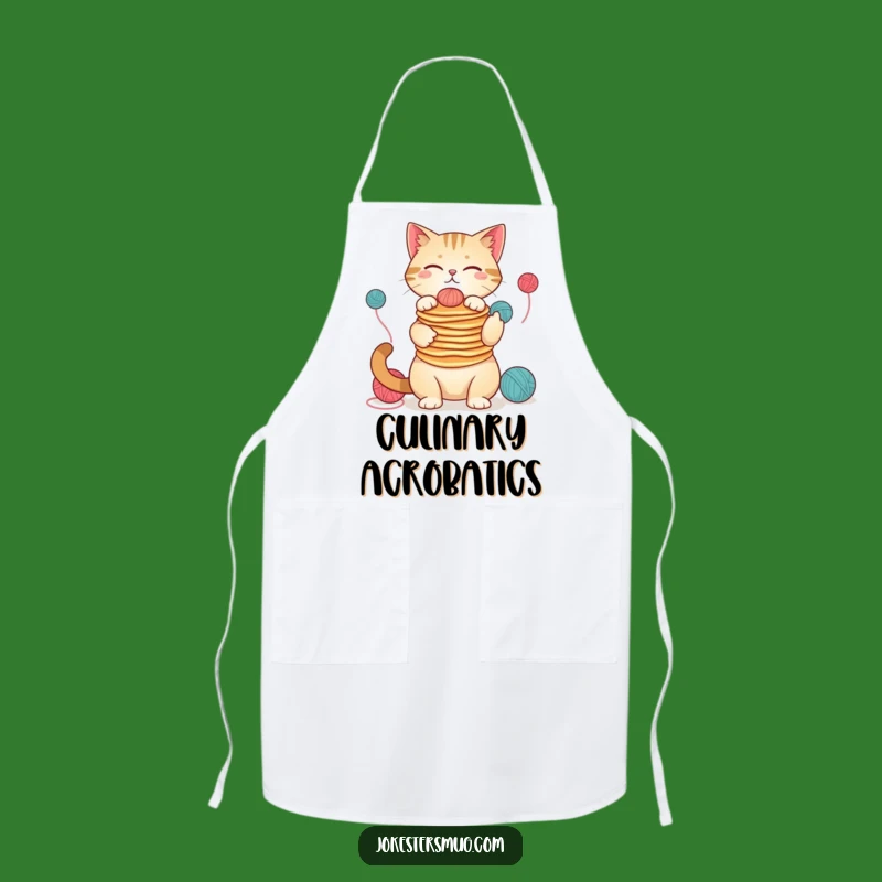 Funny Cat Pancake Juggler Apron: Cook Up Laughs in the Kitchen