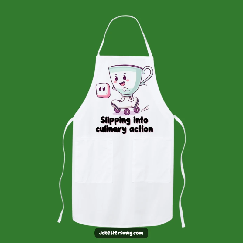 Funny Roller Skating Teacup Apron: Serve Up Laughs with Style