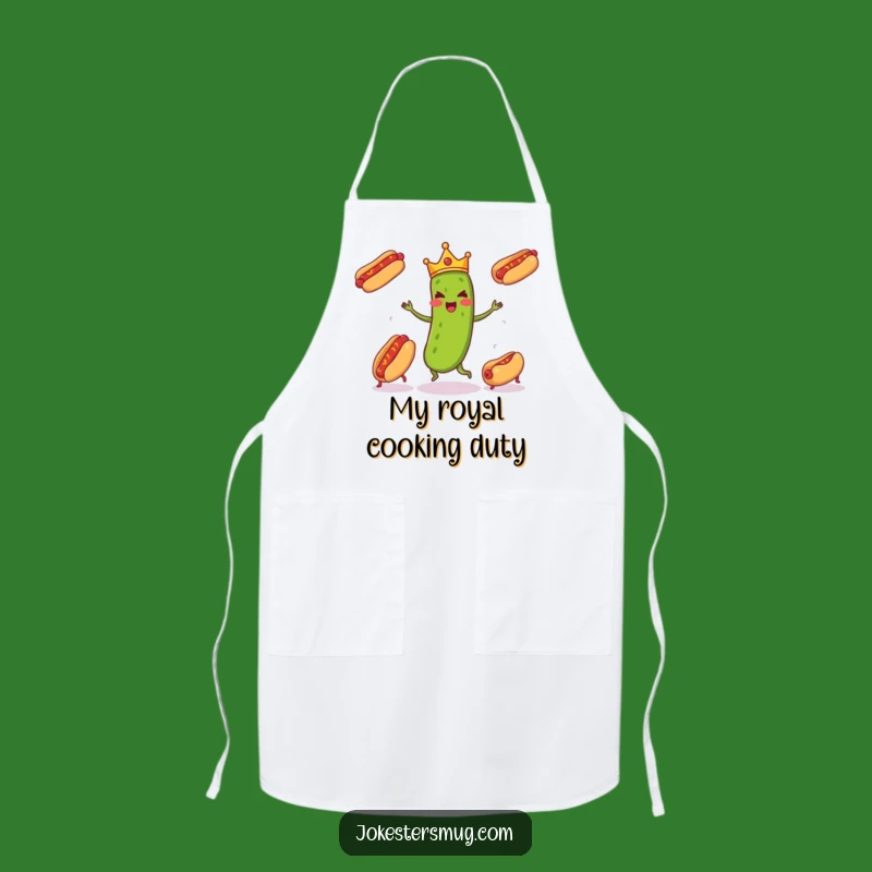 Funny Pickle Juggling Apron, Kitchen Royal Chaos, Chef's Hilarious Accessory