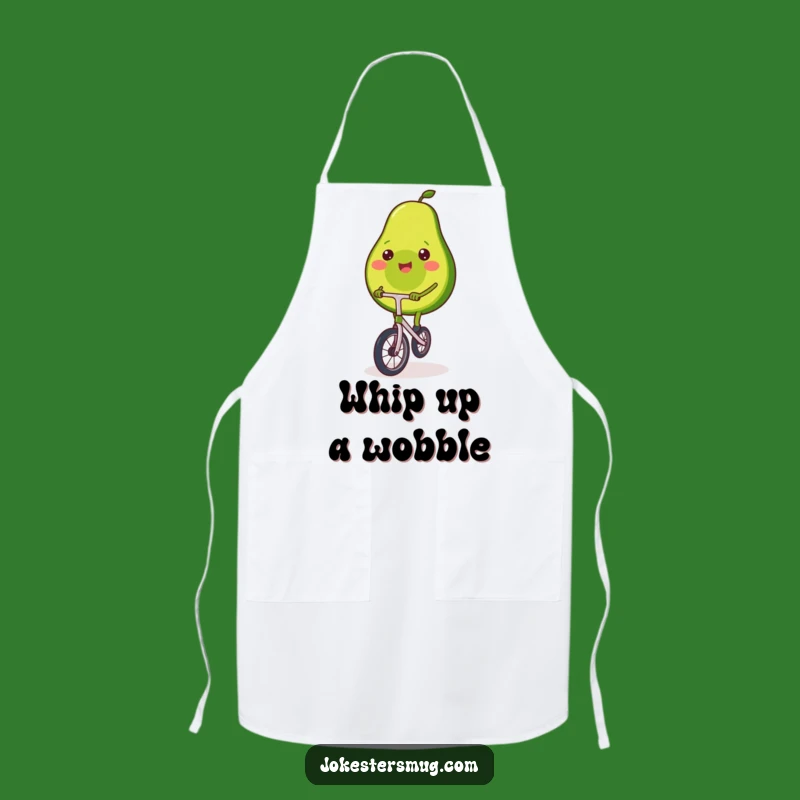 Funny Avocado Unicycle Apron: Whimsical Chef Fruit, Perfect Funny Gift