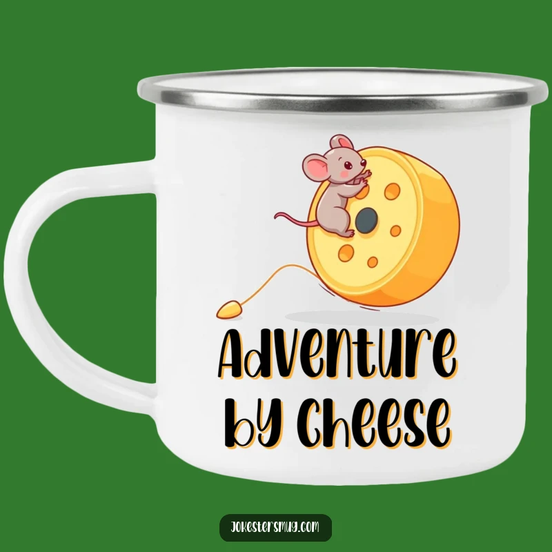 Funny Mouse Camping Mug: Cheese Wheel Adventure, Outdoor and Funny Gift