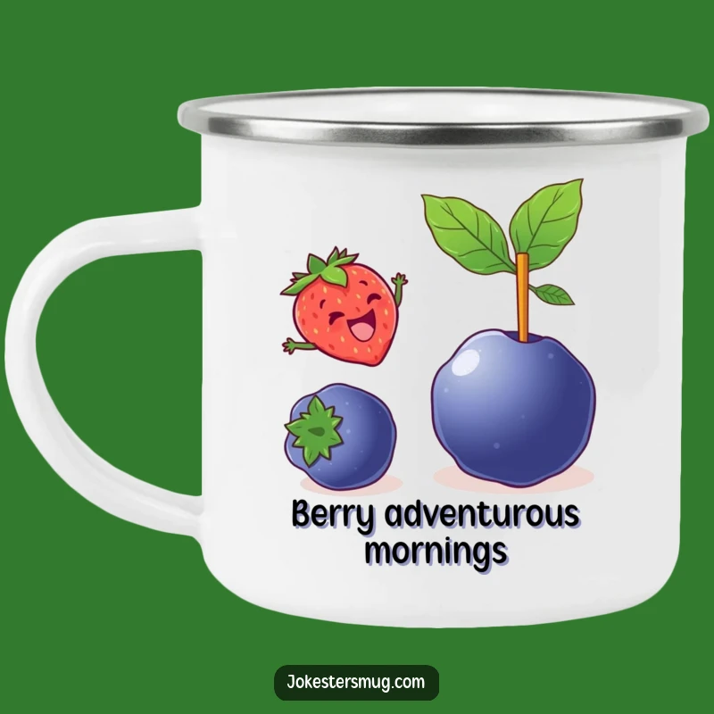 Funny Strawberry Vault Campfire Mug: Sip Your Adventure With A Leaping Berry - Outdoor Funny Gift!