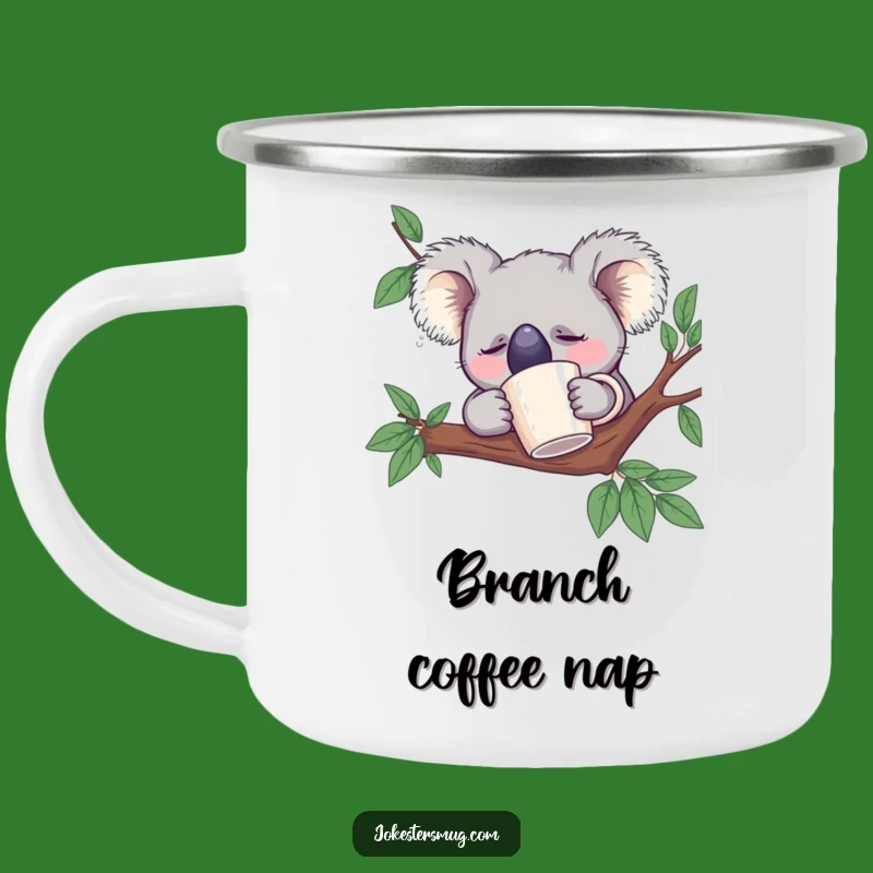Funny Sleeping Koala Camping Mug: Sip & Snooze by the Fire Gift