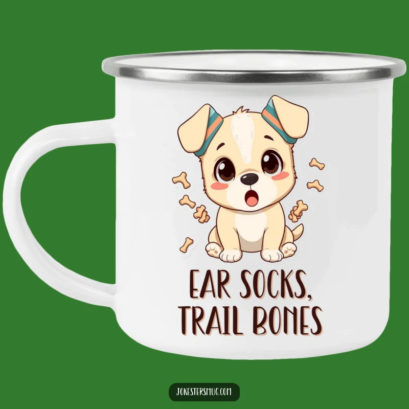 Funny Surprised Puppy Camping Mug: Adventure-Ready & Hilarious Gift