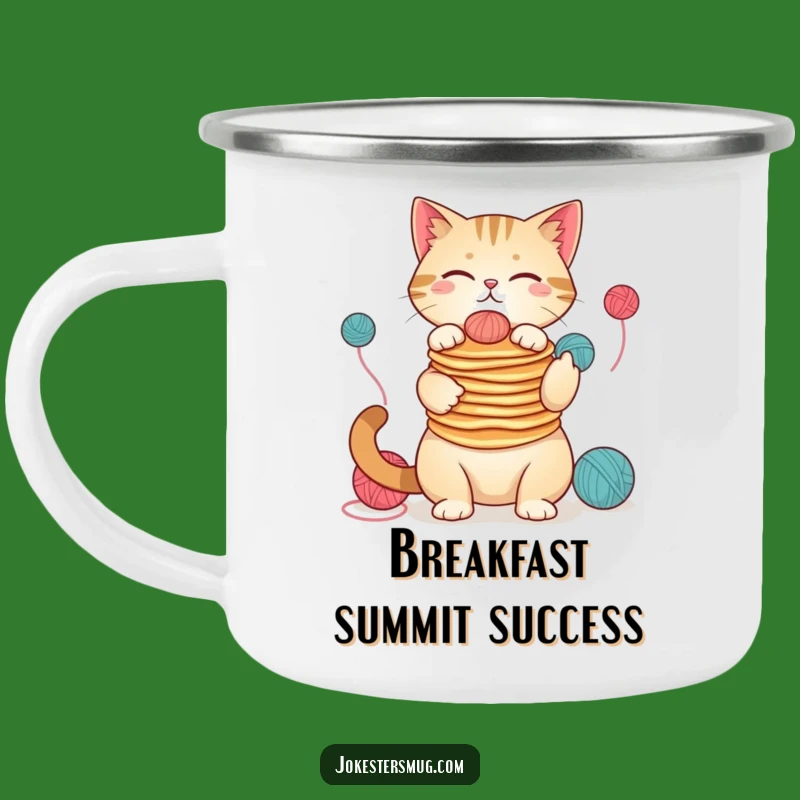 Funny Cat Pancake Juggler Camping Mug: Adventure Fuelled by Hilarious Feline Fun
