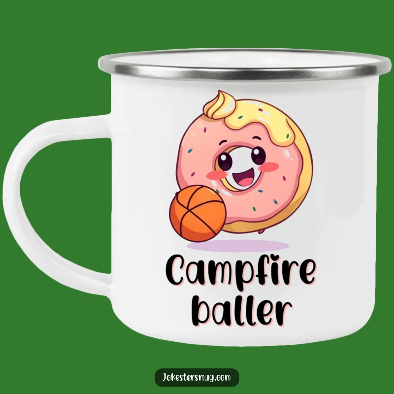 Funny Donut Basketball Camping Mug: Hilarious Outdoor Gear for Sweet Adventures