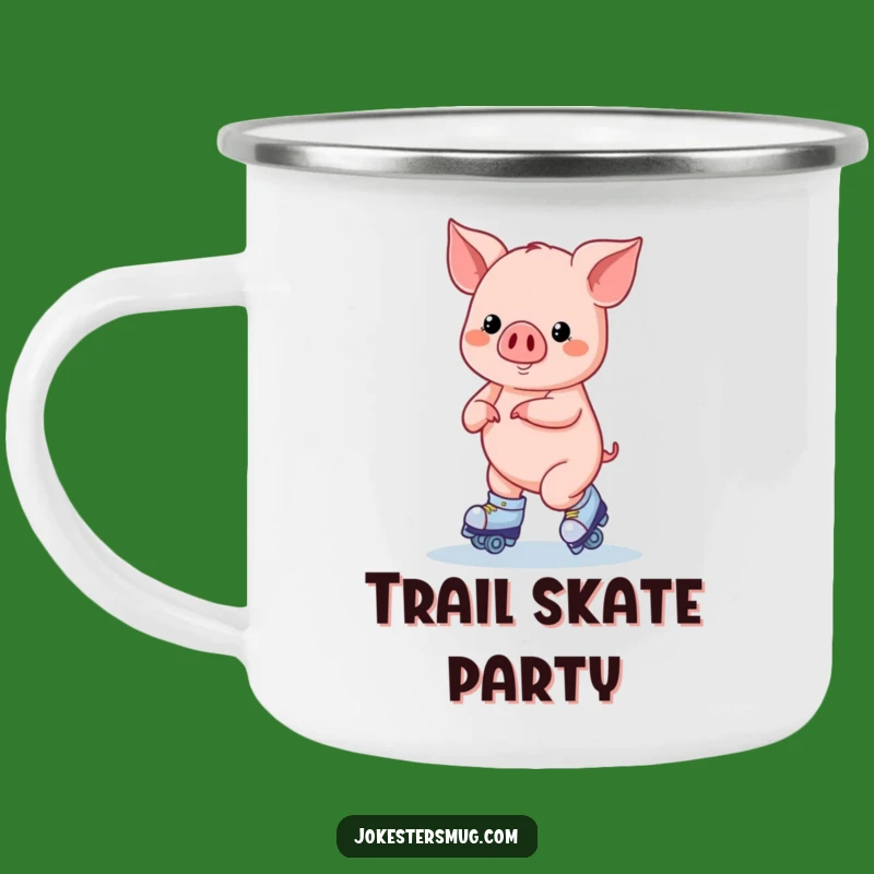 Funny Roller Skating Pig Camping Mug: Adventure with a Playful Spin Gift