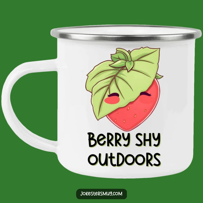 Funny Strawberry Camping Mug: Shy Design, Outdoor and Funny Gift