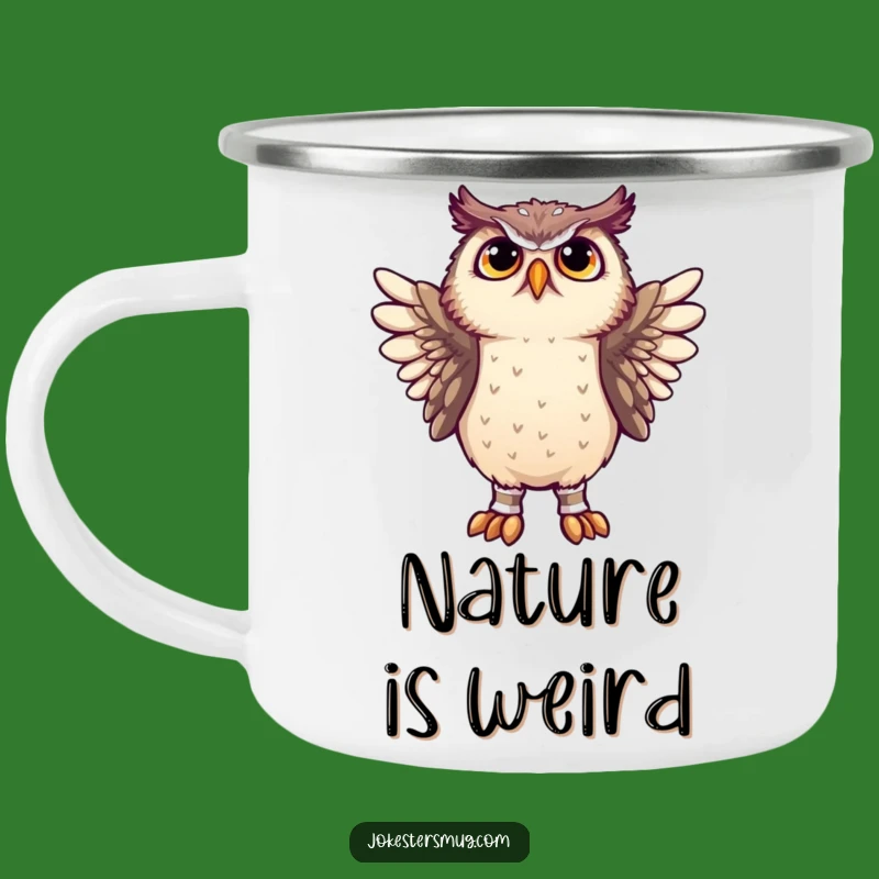 Funny Confused Owl Wing Socks Camping Mug - Adventure Fuel for Night Owls