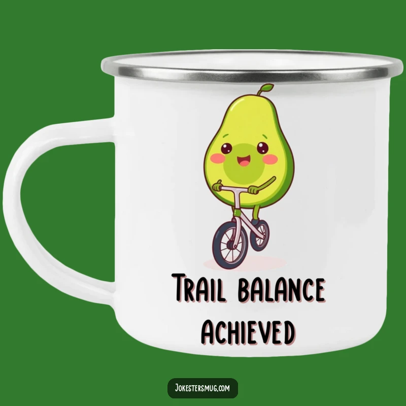 Funny Avocado Unicycle Camping Mug: Durable & Whimsical Fruit, Best Funny Gift