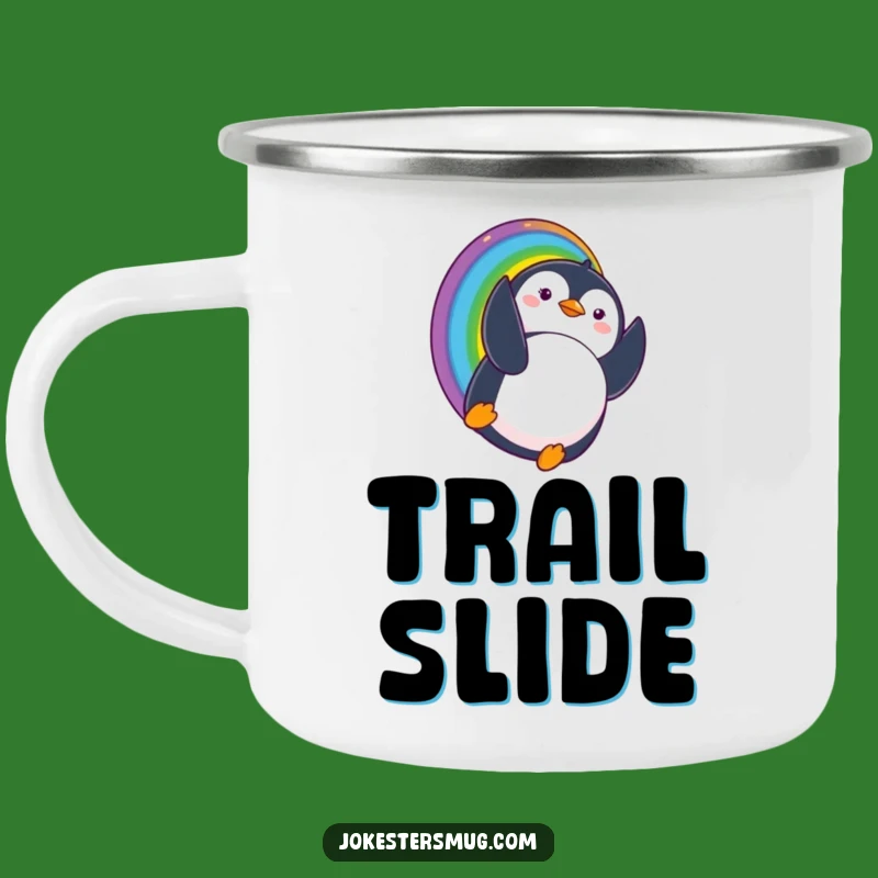 Funny Penguin Rainbow Camping Mug Outdoor Surprise Landing Whimsical Gift