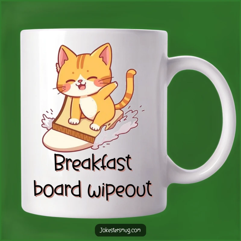 Funny Cat Surfing Toast Mug: Hilarious Wipeout, Perfect Funny Gift for Pet Lovers!