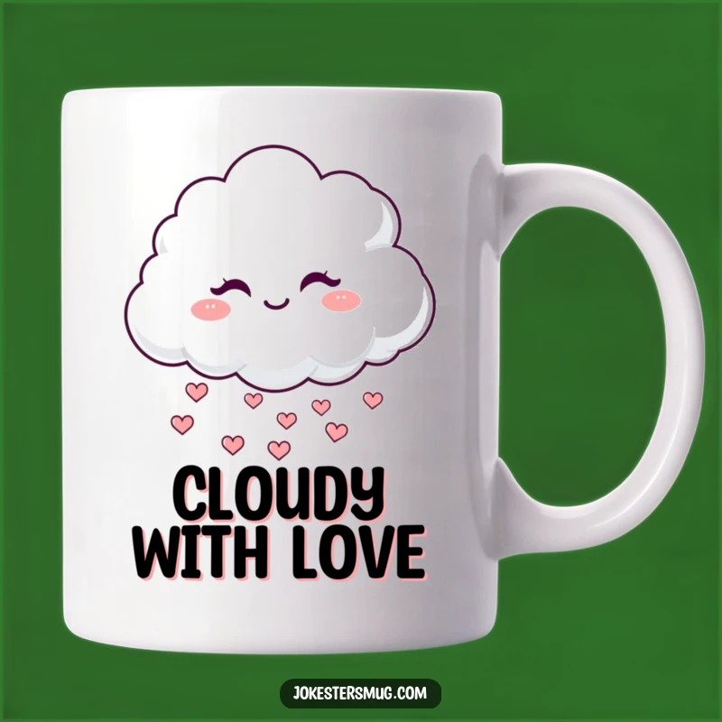 Funny Winking Cloud Mug: Mischievous Heart Rain Gift