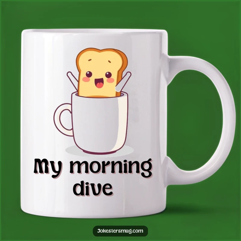 Funny Toast Mug: Jumping Breakfast Surprise, Perfect Humorous Gift for Coffee Lovers