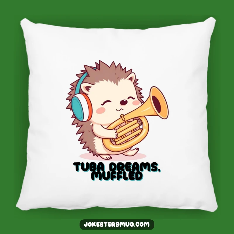 Funny Hedgehog Tuba Pillow: Comfy Confusion for Your Home - Perfect Gift