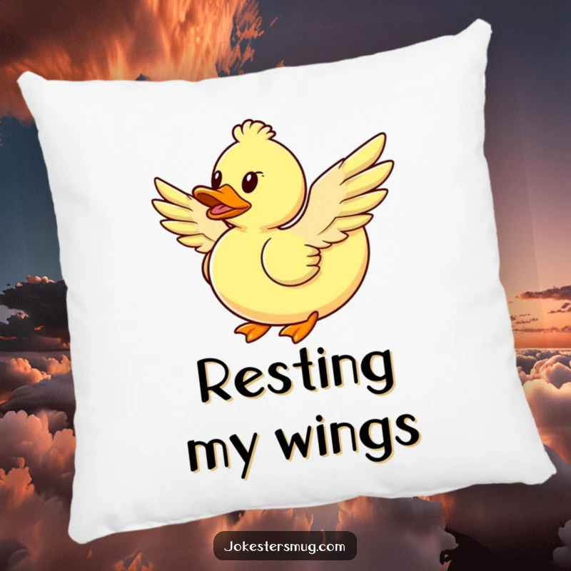 Funny rubber duck flying pillow, with homemade wings, humorous and comfortable decoration, a perfect funny gift.