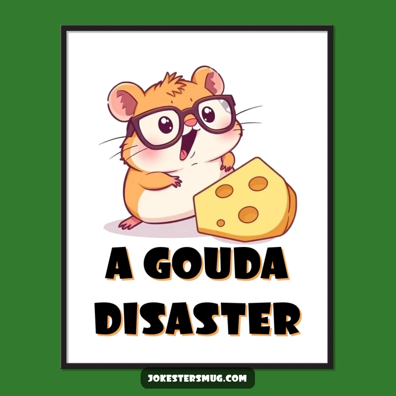 Funny Hamster Cheese Digital Art: Comical Rodent Print, Perfect Funny Gift