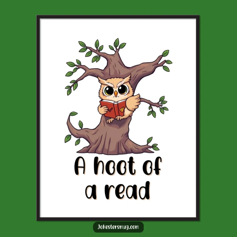 Funny Owl Book Digital Art: Startled Fall Print, Hilarious Wall Decor Download