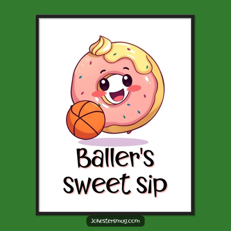 Funny Donut Basketball Digital Art: Hilarious Wall Decor for Sweet Sports Enthusiasts