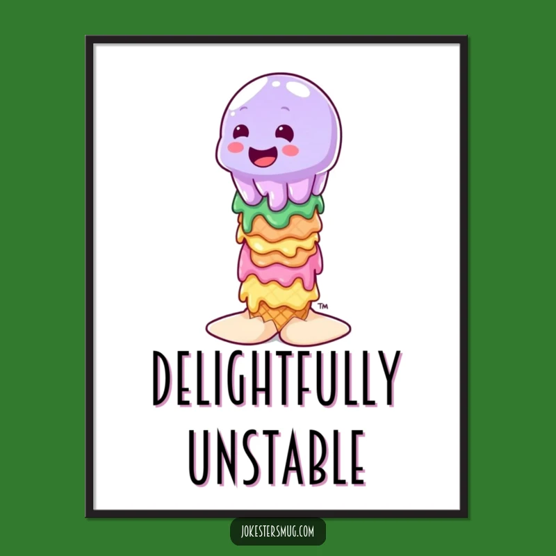 Funny Wobbly Jelly Ice Cream Digital Art: Instant Sweetness, Perfect Funny Gift