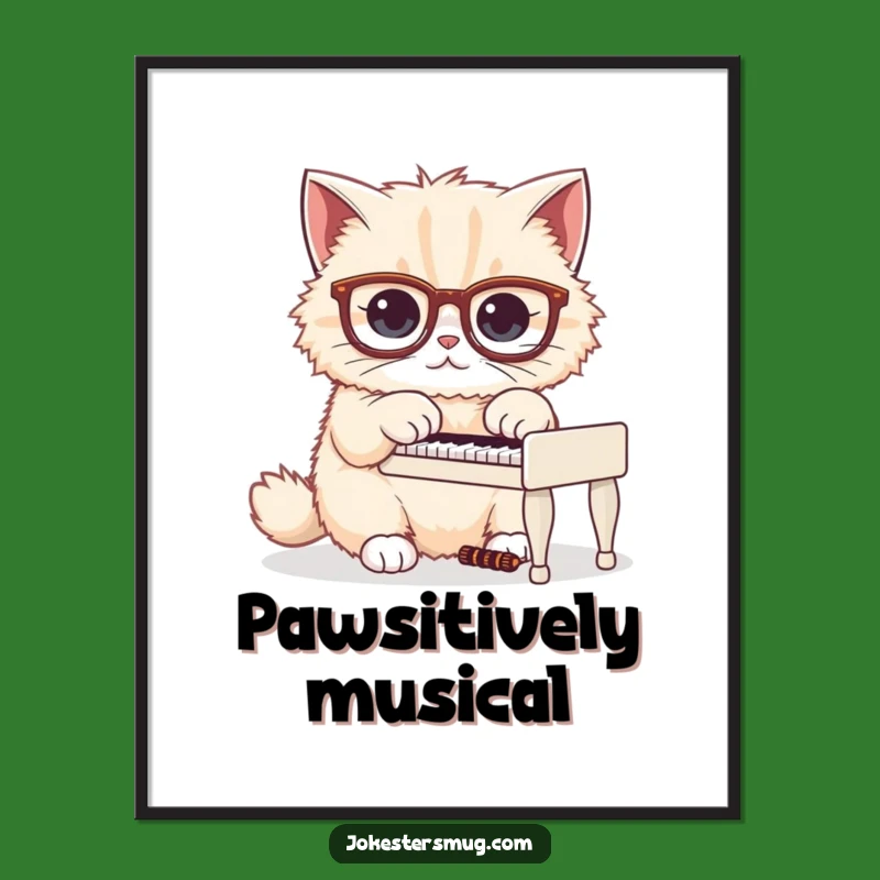 Funny Cat Piano Digital Art: Fluffy Musician Print, Hilarious Wall Decor Download