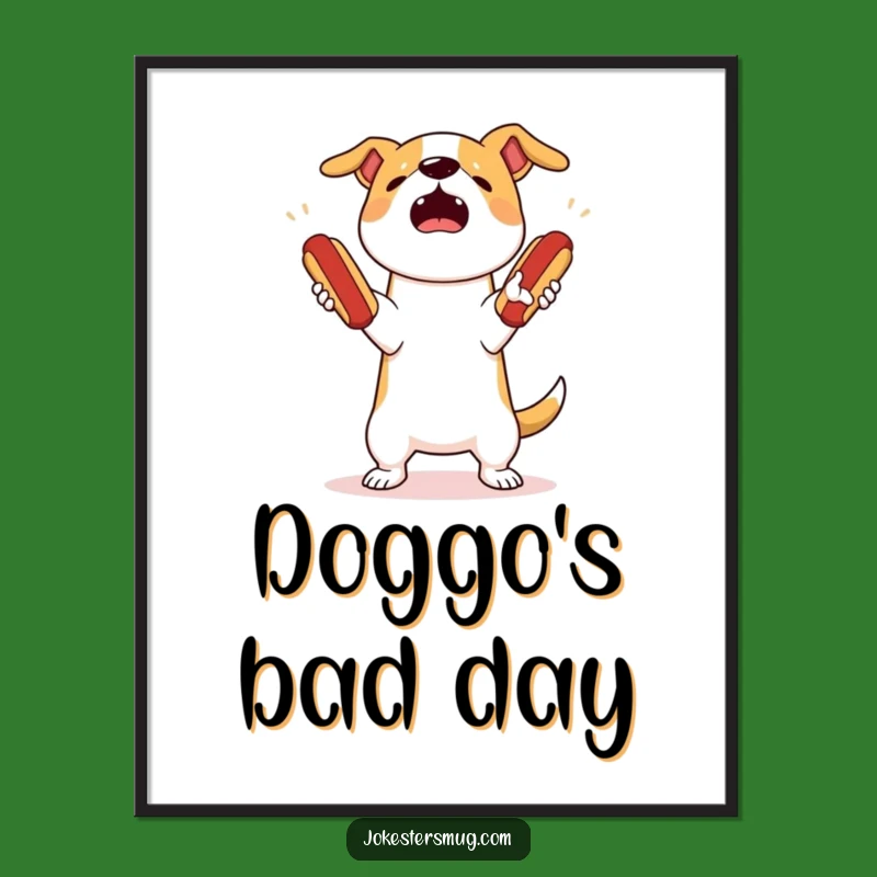 Funny Dog Juggling Digital Art: Hot Dog Drop Print for Instant Laughs