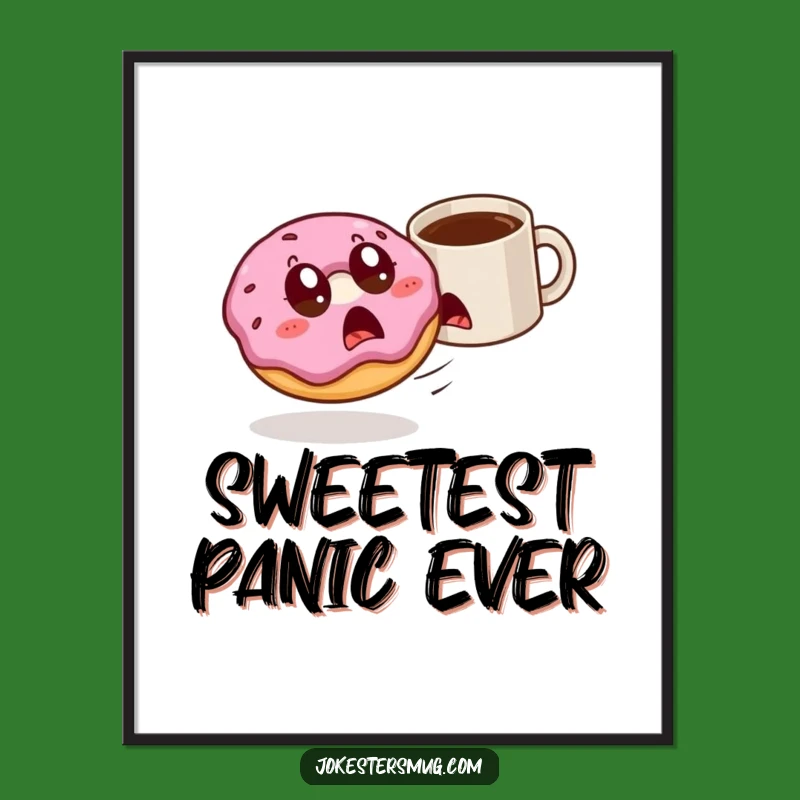 Funny Donut & Mug Chase Digital Art: Instant Breakfast Mayhem