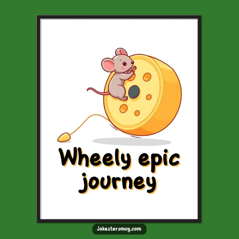 Funny Mouse Digital Print: Cheese Wheel Art, Instant Laugh Funny Gift