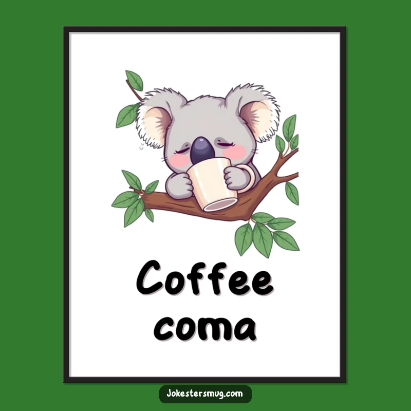 Funny Sleeping Koala Digital Art: Instant Cozy Vibes for Screens Gift