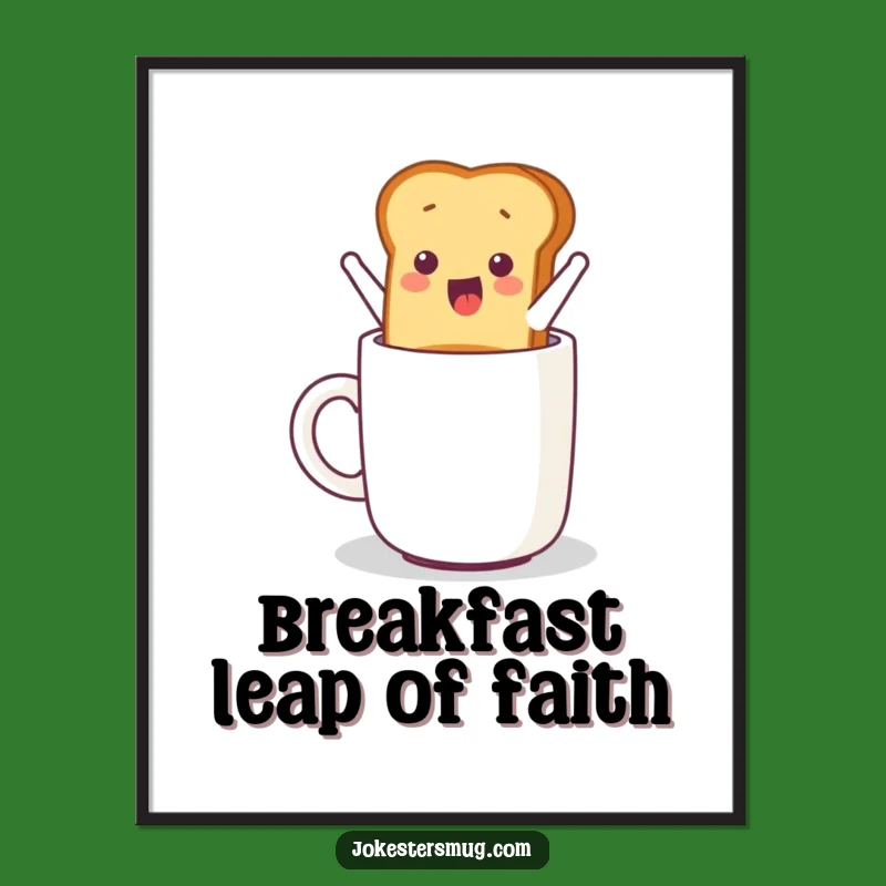 Funny Toast Digital Art: Jumping Breakfast Print, Hilarious Wall Decor Download
