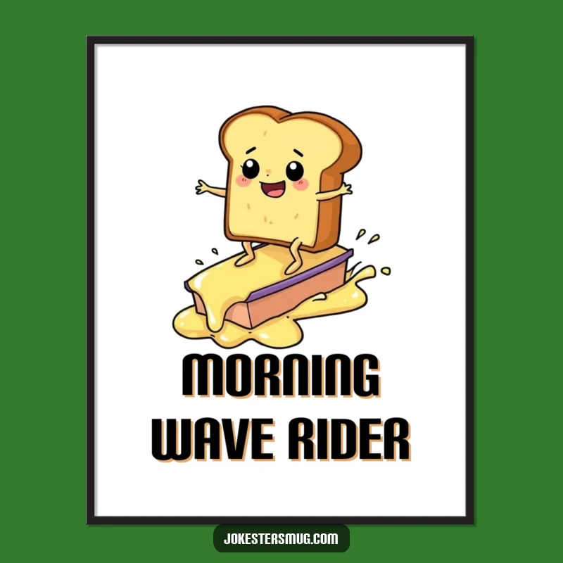 Funny Toast Surfer Digital Print: Instant Hilarious Breakfast Art for Walls