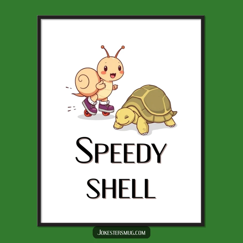Funny Snail Skater Digital Art - Instant Wall Art with Humor