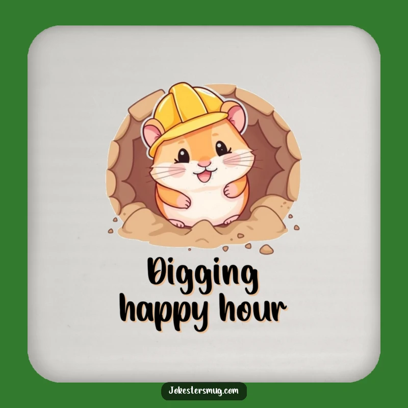 Funny Hamster Hard Hat Coaster: Protect Surfaces From Spills