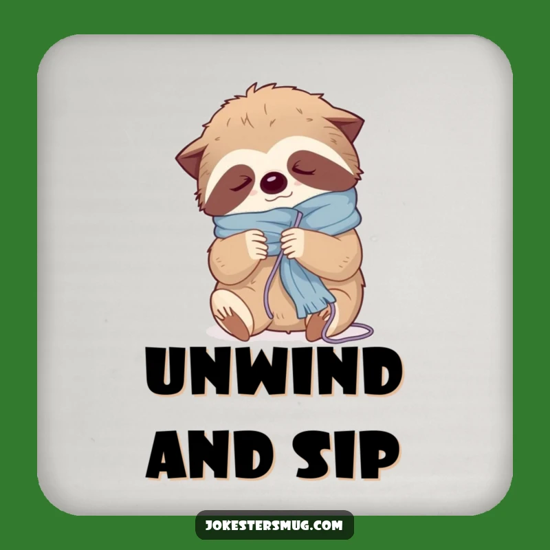 Funny Sloth Knitting Coaster: Protect Surfaces with Sleepy Crafter, Ideal Funny Gift