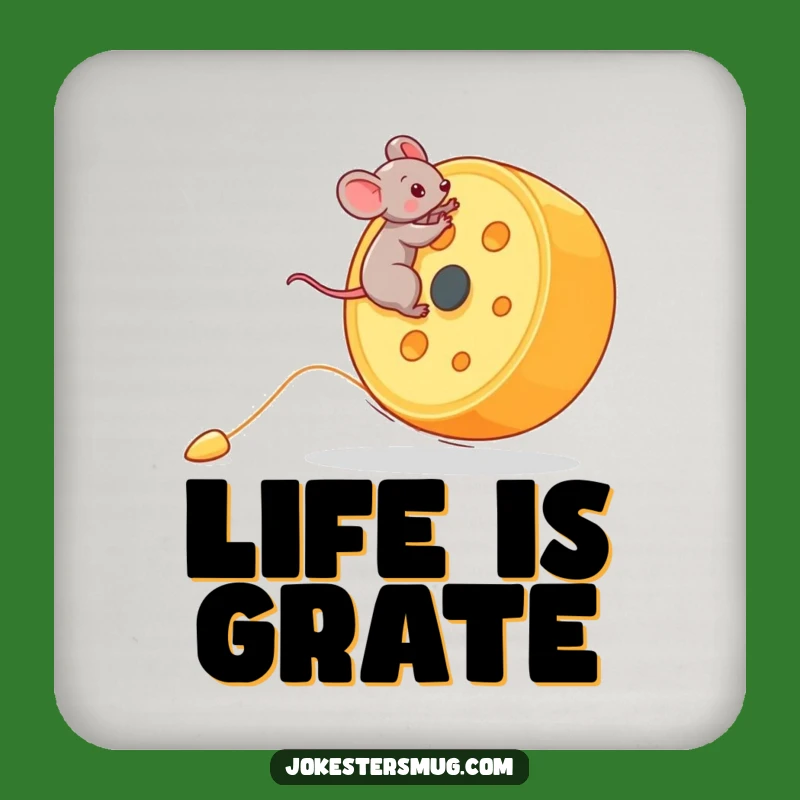 Funny Mouse Coaster: Cheese Wheel Ride, Drink Protection Funny Gift