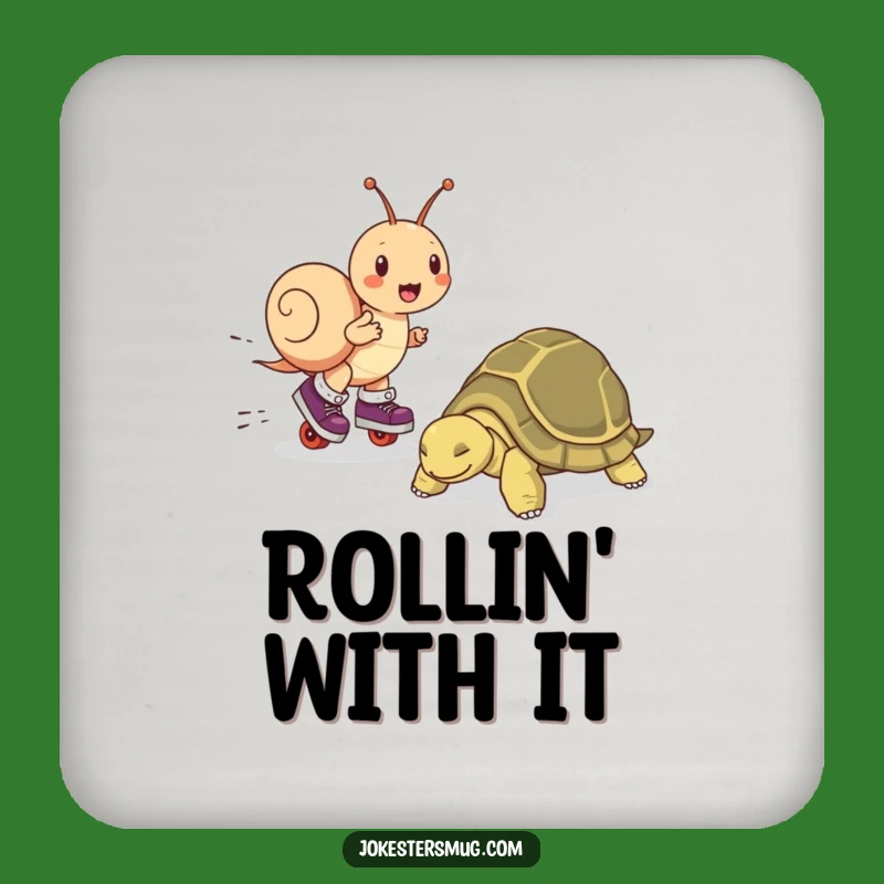 Funny Snail Skater Drink Coaster - Protect Tables with Speed & Style