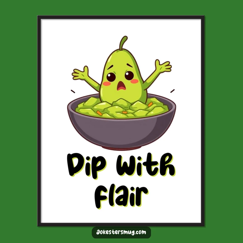 Funny Avocado Guacamole Poster: Dramatic Dive Art, Gift Fun!