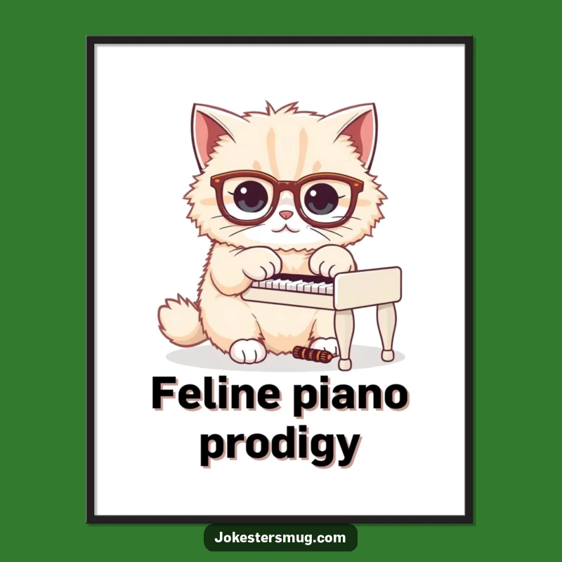 Funny Cat Piano Poster: Fluffy Musician Art, Hilarious Wall Decor for Cat Fans