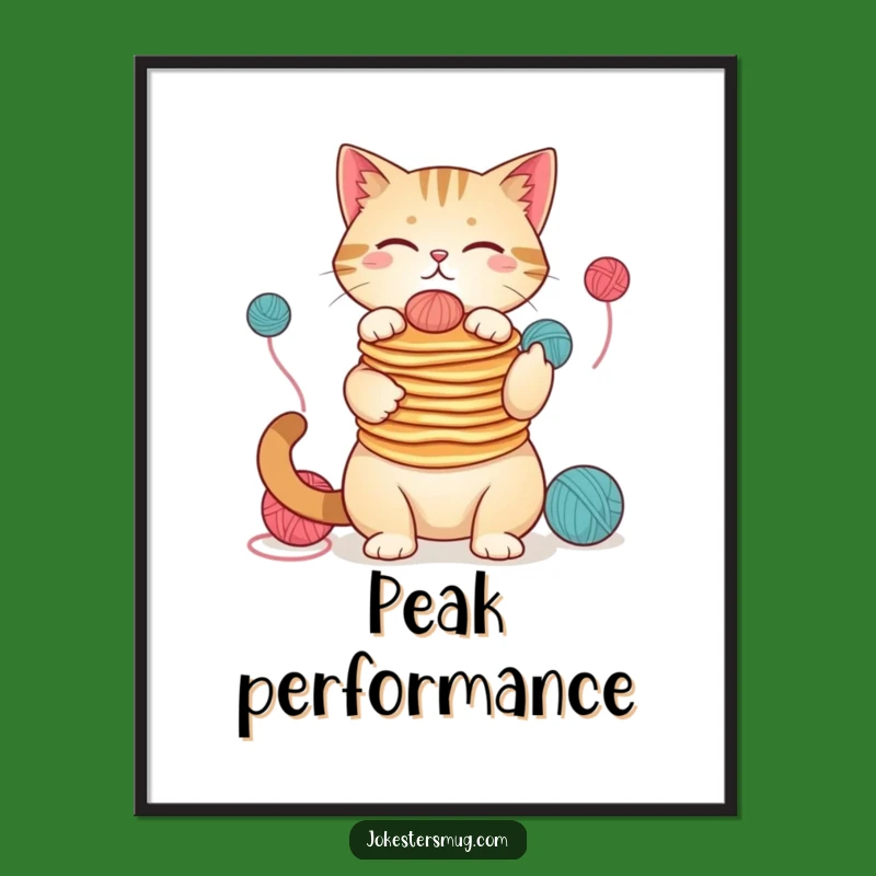Funny Cat Pancake Juggler Poster: Bring Hilarious Feline Art to Your Walls