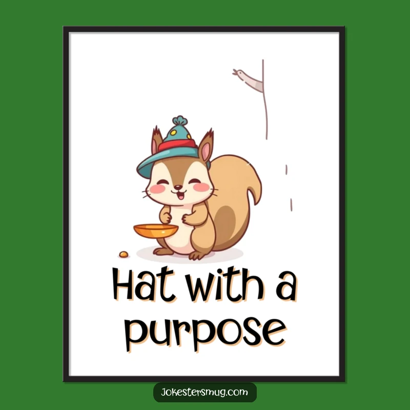 Funny Squirrel Bird Feeder Poster: Hilarious Wildlife Art for Your Walls