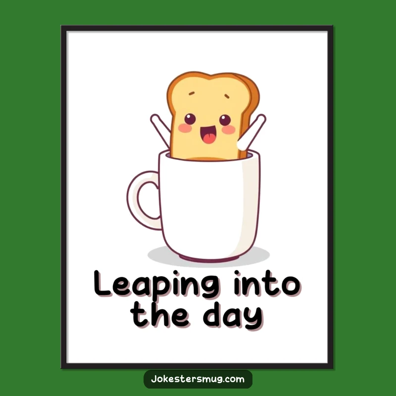 Funny Toast Poster: Jumping Breakfast Art, Hilarious Wall Decor for Kitchens