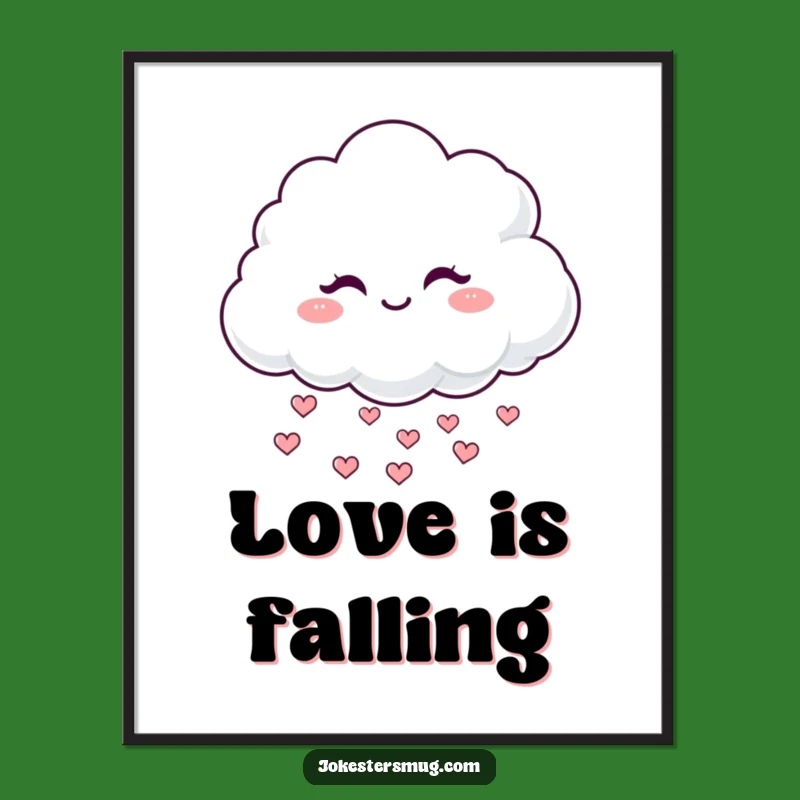 Funny Winking Cloud Poster: Mischievous Heart Rain Wall Art