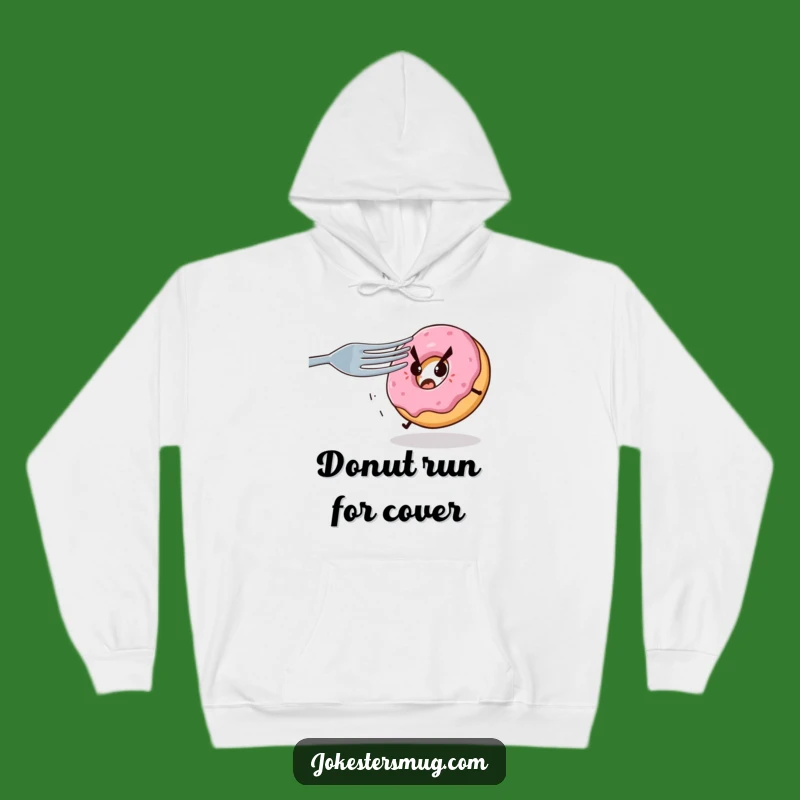 Funny Donut Nightmare Hoodie: Cozy Up With A Scared Donut And A Giant Fork - Ultimate Funny Gift!