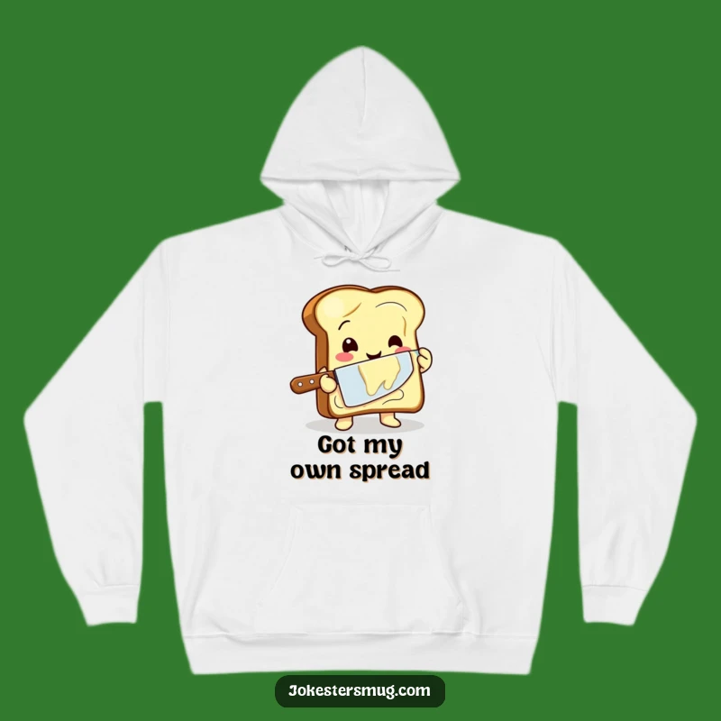 Funny Toast Buttering Hoodie - Cozy & Comical Breakfast Wear