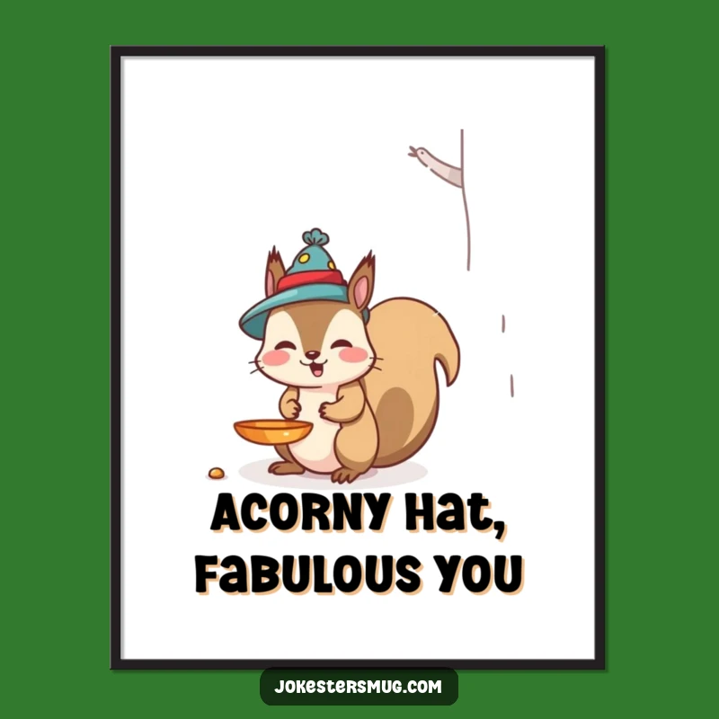 Free Printable Funny Squirrel Wall Art: Bird Feeder Hat, Downloadable Art for Home