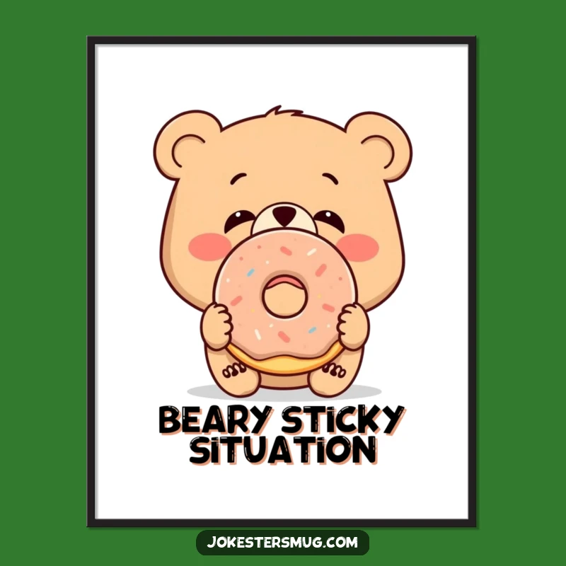 Funny Free Printable Wall Art: Bewildered Bear Donut, Downloadable Animal Decor Gift
