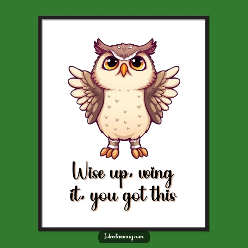 Free Printable Wall Art: Quirky Owl with Wing Socks, Funny & Whimsical Decor