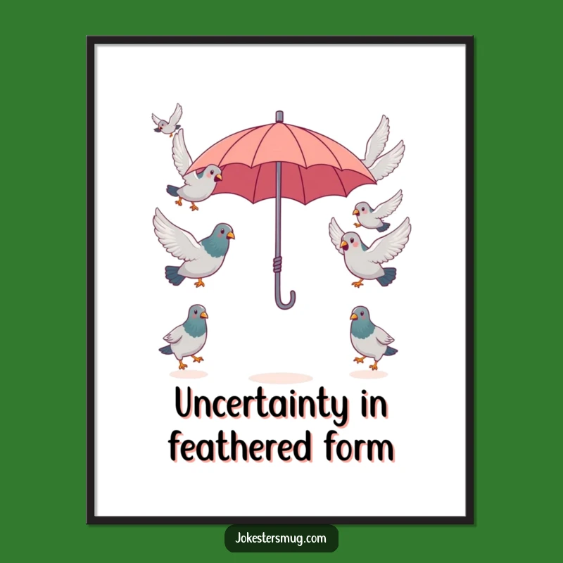 Funny Free Printable Wall Art: Pigeons vs. Umbrella, Quirky Downloadable Art for Any Room