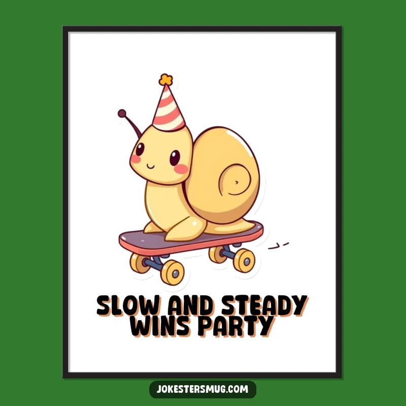 Funny Free Printable Wall Art: Speeding Snail Skater - Quirky Downloadable Decor