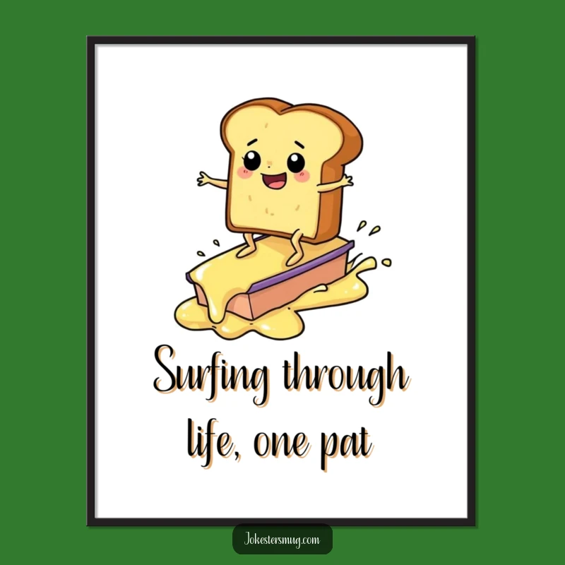 Free Printable Wall Art: Funny Surfing Toast, Hilarious Downloadable Decor for Breakfast Lovers